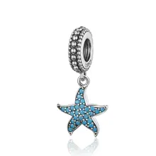 MOWIMO, голубые морские звезды, плавающие Висячие подвески, серебряные бусины 925 пробы, подходят для оригинального браслета Pandora, сделай сам, изготовление ювелирных изделий BKC1210