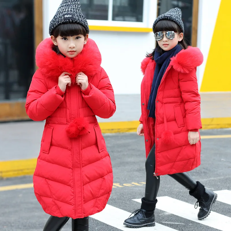Г. Куртка с меховым капюшоном для девочек, детская зимняя парка Толстая зимняя куртка с хлопковой подкладкой для детей, рождественское зимнее пальто