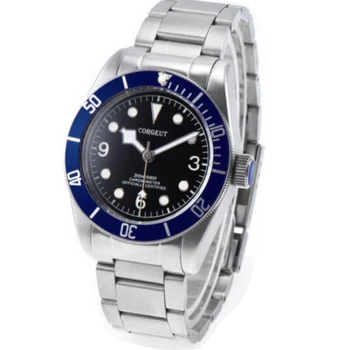 

41mm corgeut black sterile dial blue bezel Sapphire automatic men Watch