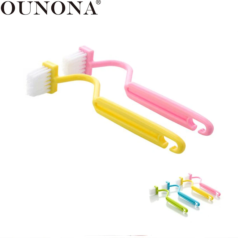 OUNONA 2 шт. бытовые принадлежности для ванной комнаты S Форма Кривая Ручка прочность Multi-function Чистящая угловая щетка для туалета случайным образом