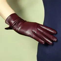 Для женщин перчатки моды натуральная кожа овчины перчатки женские осень-зима теплый плюш внутри на элегантный вождения варежки XC-234L-9