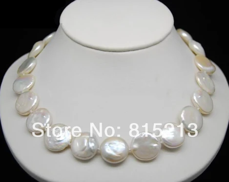 

N1237 14K YG Gold Fine white coin pearl necklaces % Discount AAA