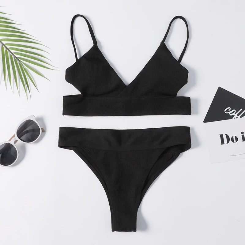 

Female Push-Up Bikinis Sexy Black Bandage Design Bikini Set Swimsuit Women Low Waist Women Swimwear Swimming Brazilian Biquini