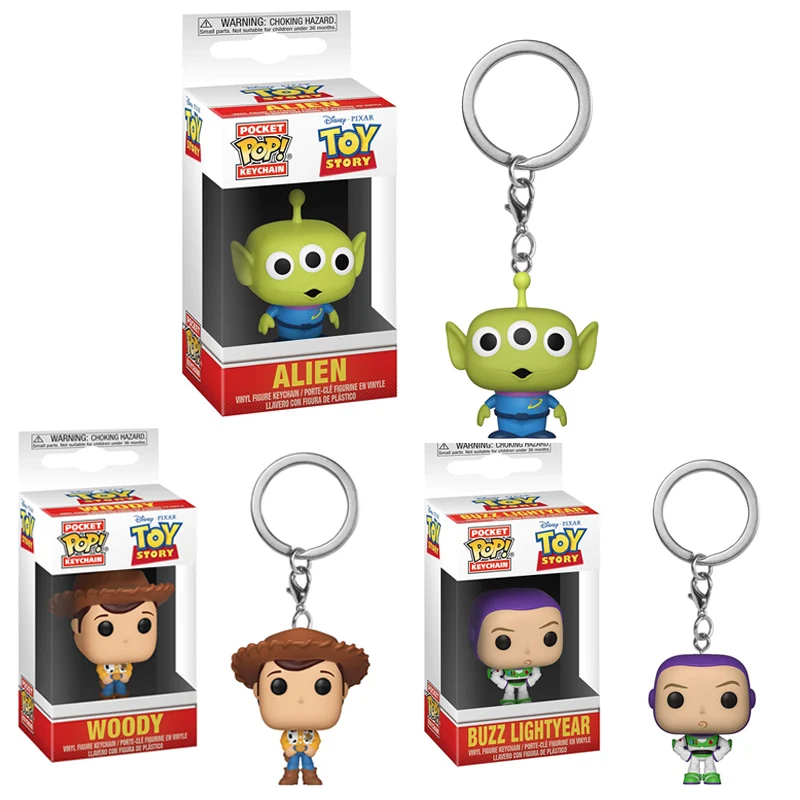 

FUNKO POP Toy Story Buzz Lightyear Alien Woody Keychain Action Figure Collection Model Toys for Children Gift with retail box