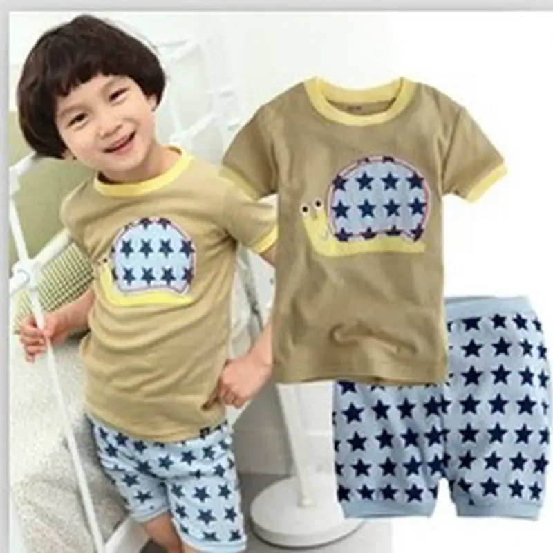 Коллекция года, летняя Пижама для маленьких мальчиков, комплекты одежды хлопок, домашняя одежда для детей с героями мультфильмов футболки и шорты для детей возрастом от 2 до 7 лет - Цвет: Color as shown
