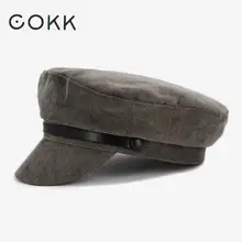 COKK военная шапка женская британский стиль осень зима береты для женщин дамы художника кепки черный Gorra Militar армейская Кепка плоская Новинка