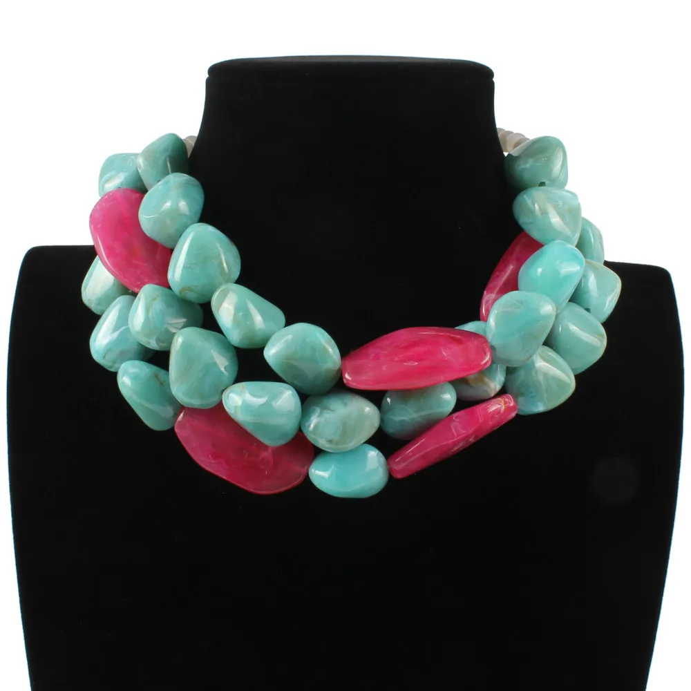 

2019 New Ethnic Big Irregular Resin Necklace Women Bohemian Multi Layer Strand African Necklace Collares Grandes Chunky Collier