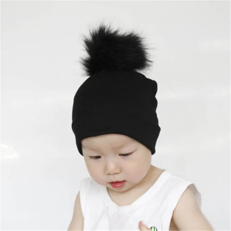 Cute Toddler Girl Boy Kids Baby Infant Winter Warm Fur Pom Knit Hat Beanie Cap