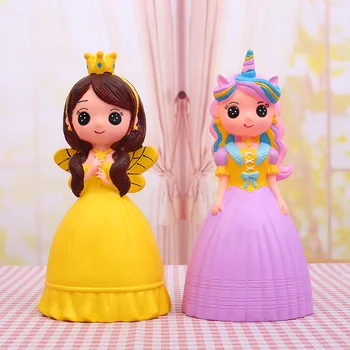 

New girl heart little princess girl piggy bank Silicone resistant fall big capacity girl doll piggy bank Y003