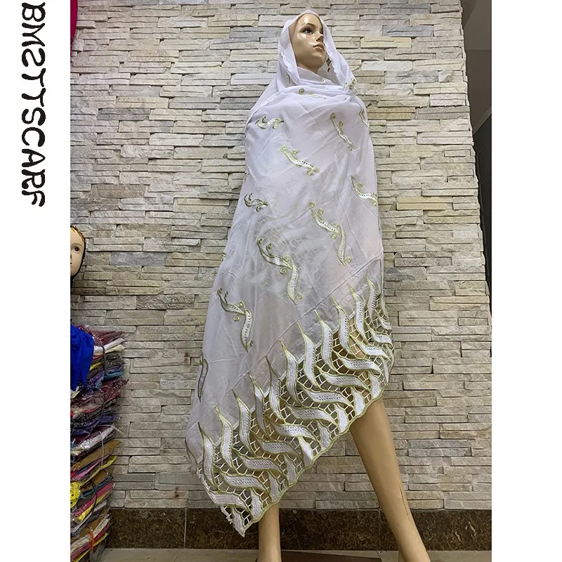 Настоящая фотография! Новая африканская Женская шаль мусульманский вышитый женский высококачественный тяжелый хлопковый шарф для Шали Обертывания BM812