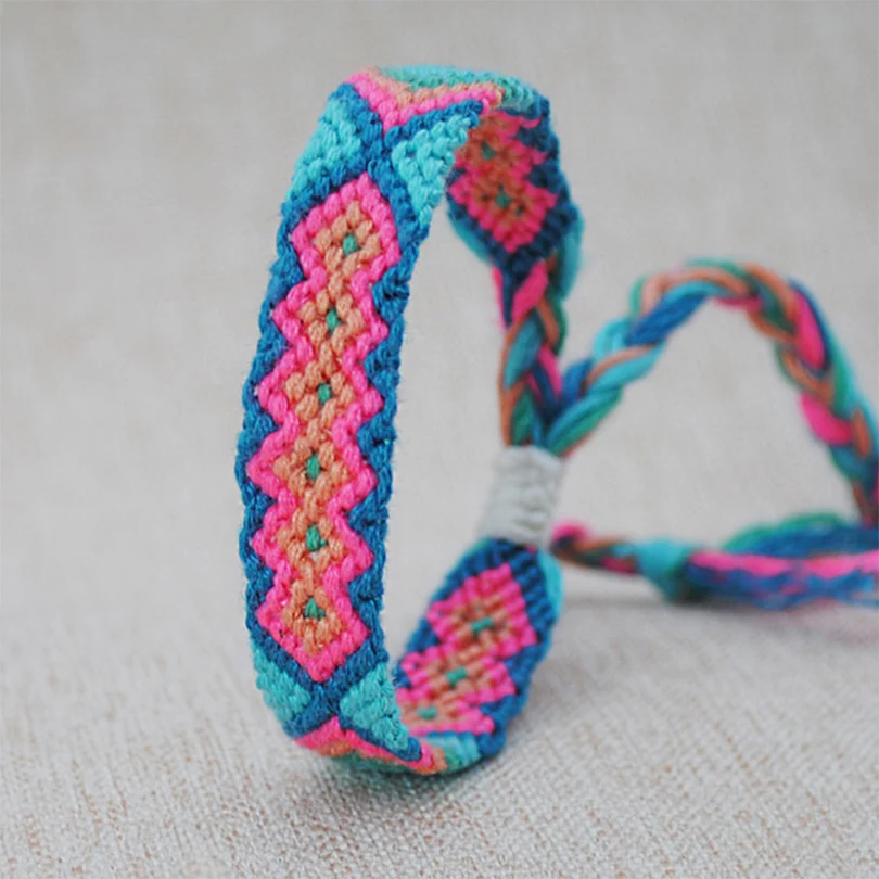 IYOE Богемия Этнические Ручной Работы многоцветная веревочная нить браслет для женщин геометрической формы, в стиле бохо тканые браслеты с подвесками Femme
