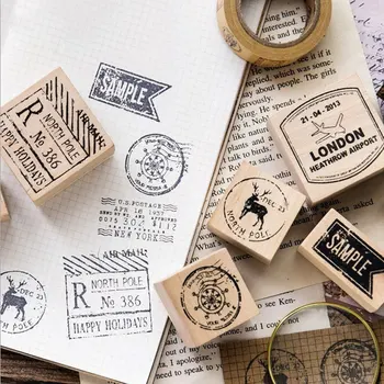 

Vintage postmark series wooden rubber stamps for scrapbooking stationery DIY scrapbooking wooden stamp