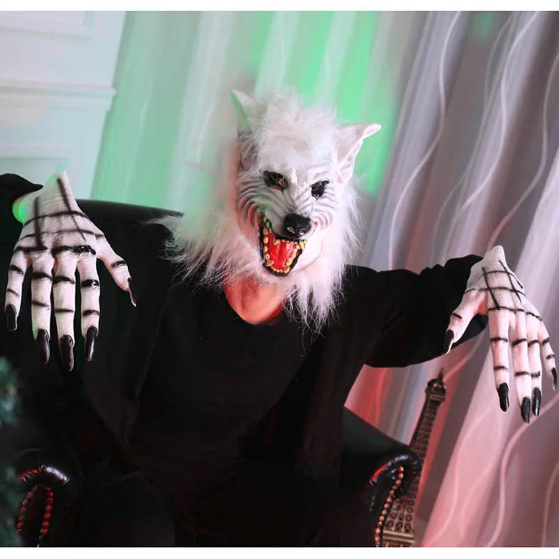 ADULT BROWN WEREWOLF HALF HEAD MASK LATEX//FUR HORROR HALLOWEEN//FANCY DRESS//PARTY
