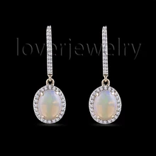 Роскошные женские серьги с огненным опалом из настоящего 585 желтого золота 14 к для свадьбы E00038B