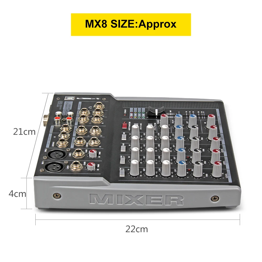 XTUGA MX8 8Channels 3-Band EQ Audio Music Mixer