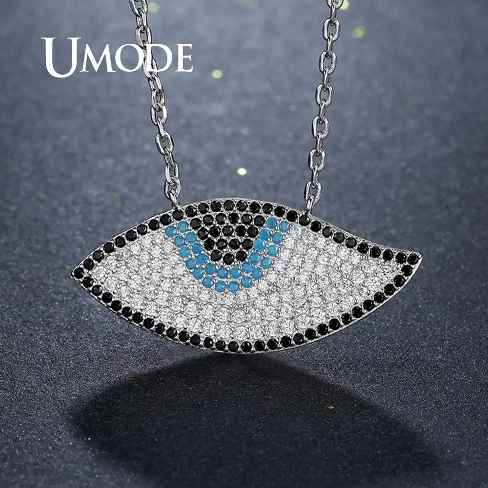 Evil Eye Necklace Dangle Earring S925 Sterling Silver Blue Cubic Zirconia Necklace Double Layered Pendant Necklace Long Chain Charm Lariat Drop Necklaces Earrings for Women Lady