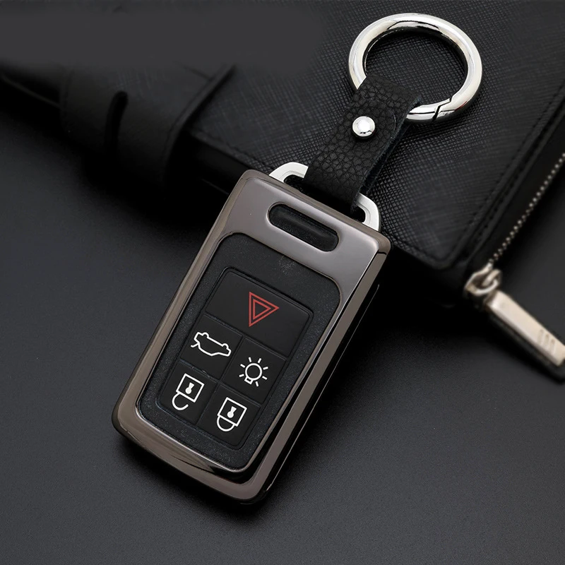 1Set Car-Styling Accessories For Volvo XC60 S60l V40 V60 S60 Zinc Alloy+Leather Key Case for Car Covers Romote Key Shell Bag Hol