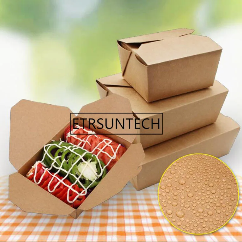 

200pcs kitchen disposable food containers paper packing box packaging box for fast food shop restaurant supplier