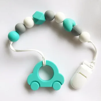 

Caroon CAR teether of Silicone Teether Pacifier Clip - silicone Car Pacifier Clip - Teether Chew Toy - baby teether clip