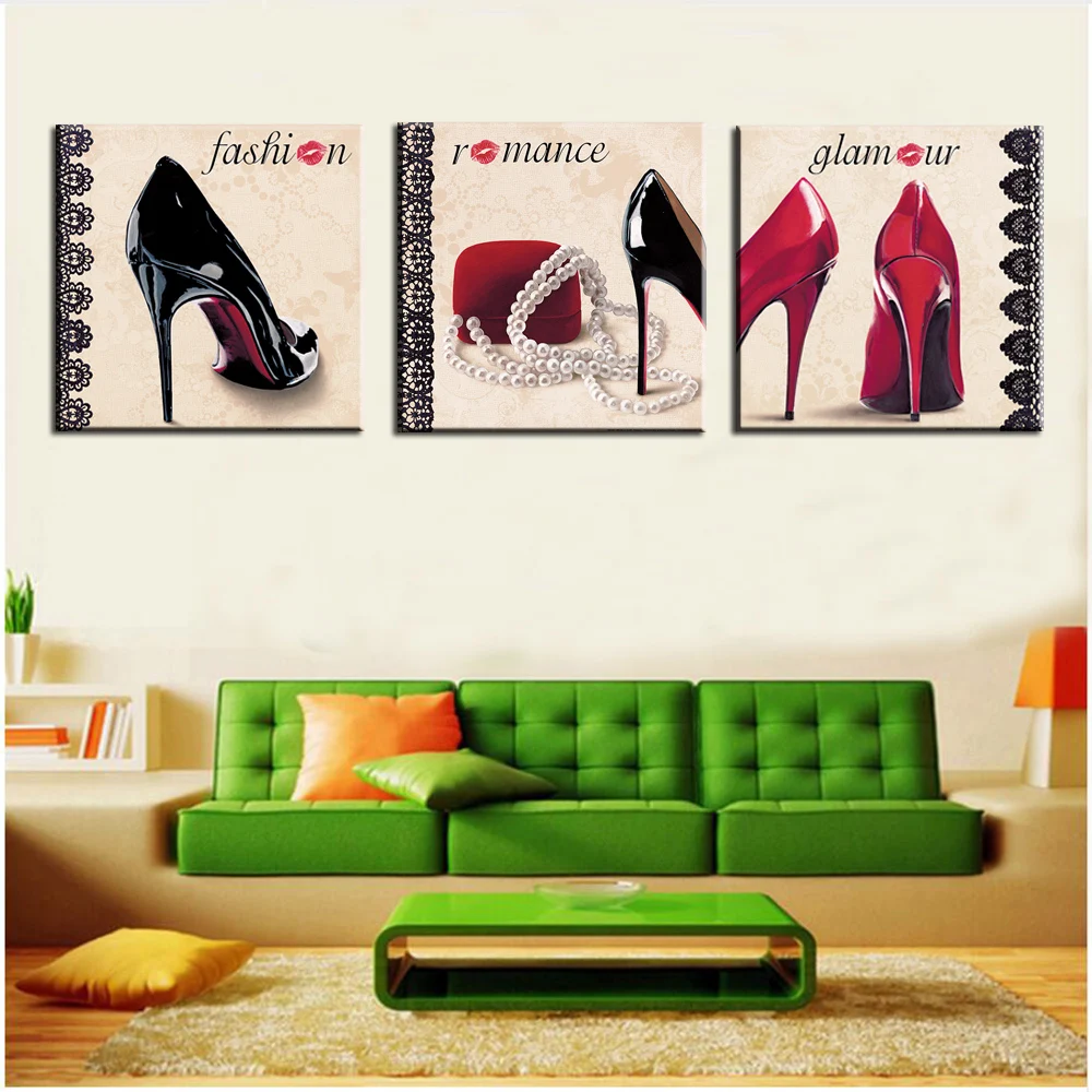 

Printed Oil Painitng on Canvas High Heels Paintings Hang on Wall Picture for Living Room Murals Lipstick Print Painting Art