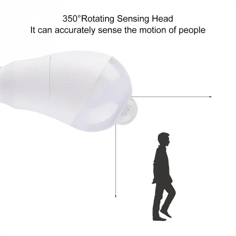 E27 движения Сенсор светильник лампа светодиодный лампы 350 градусов вращающийся зондирования головы лампы для прихожей лампада светодиодный
