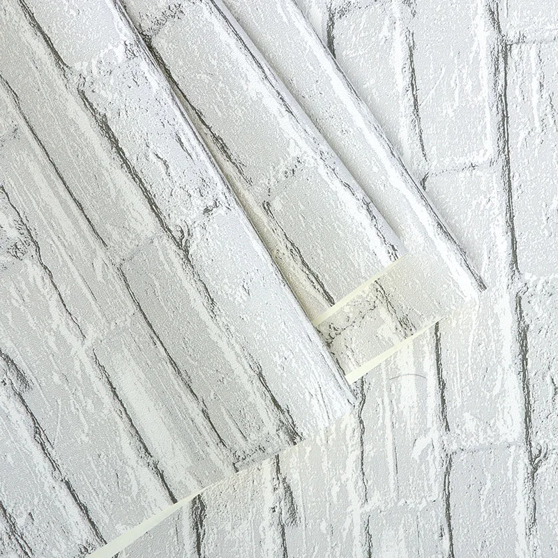 Белая кирпичная настенная бумага в рулонах современная простая ПВХ настенная бумага 3 D для гостиной парикмахерской магазин одежды Ресторан фон стены