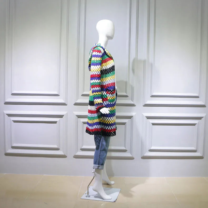 2019 Spring Dress Star Liu Yifei's Long Hooded Loose Cardigan In The Same Hollowed Sweater Cardigans Hooded Sweater Women