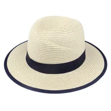 Lnpbd Лидер продаж года элегантный черный джаз Шапки для Для женщин белый Защита от Солнца шляпа Для мужчин формальные синий летние пляжные Кепки буква М шляпа соломенная шляпа