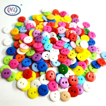 

HL 11mm 150pcs new mix color 2 holes round plastic buttons kid's apparel sewing accessories DIY scrapbooking