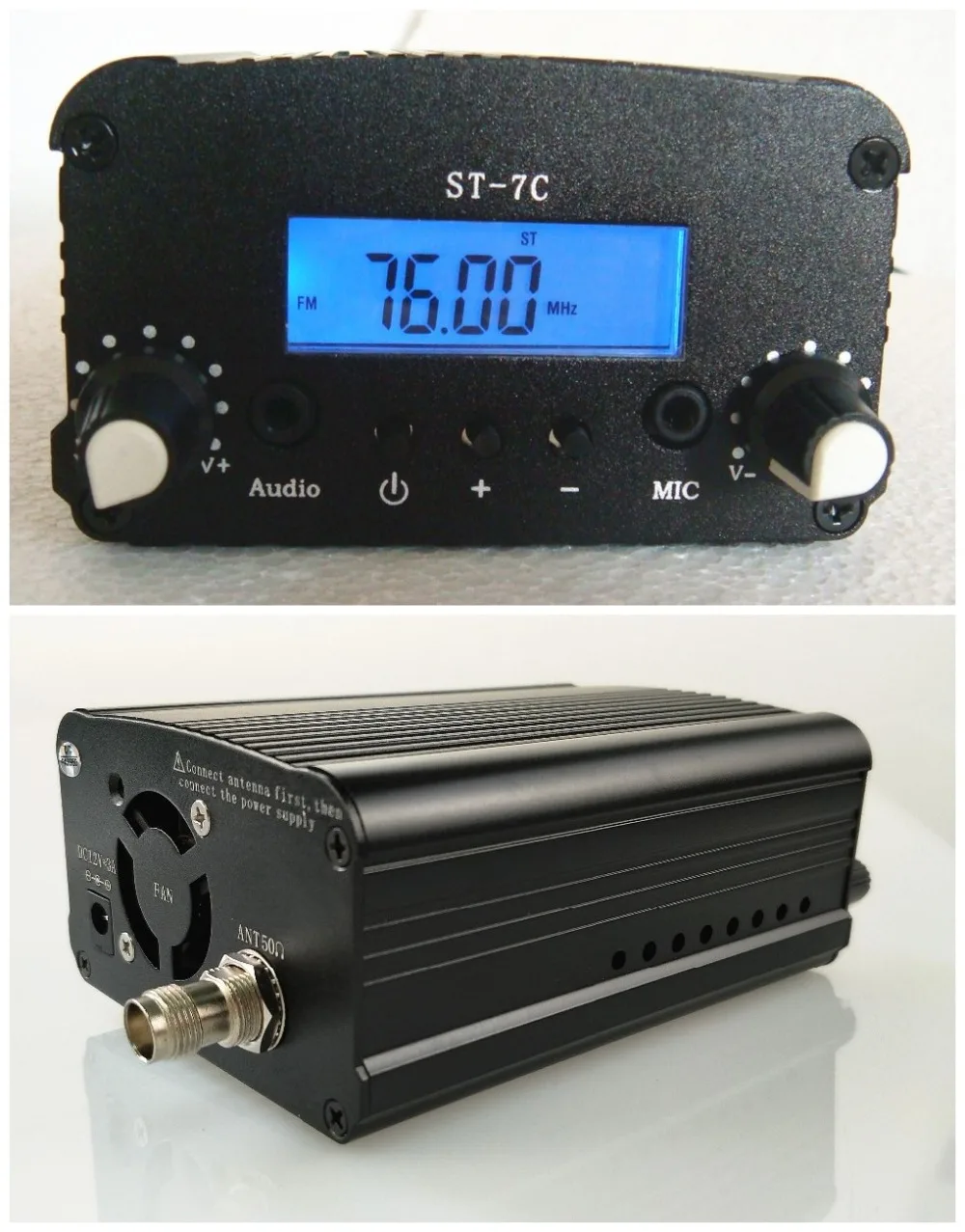 1W/7W 12V 3A ST 7C 76 108MHZ Stereo PLL FM передатчик вещания радиостанция|Теле- и радиовещательное
