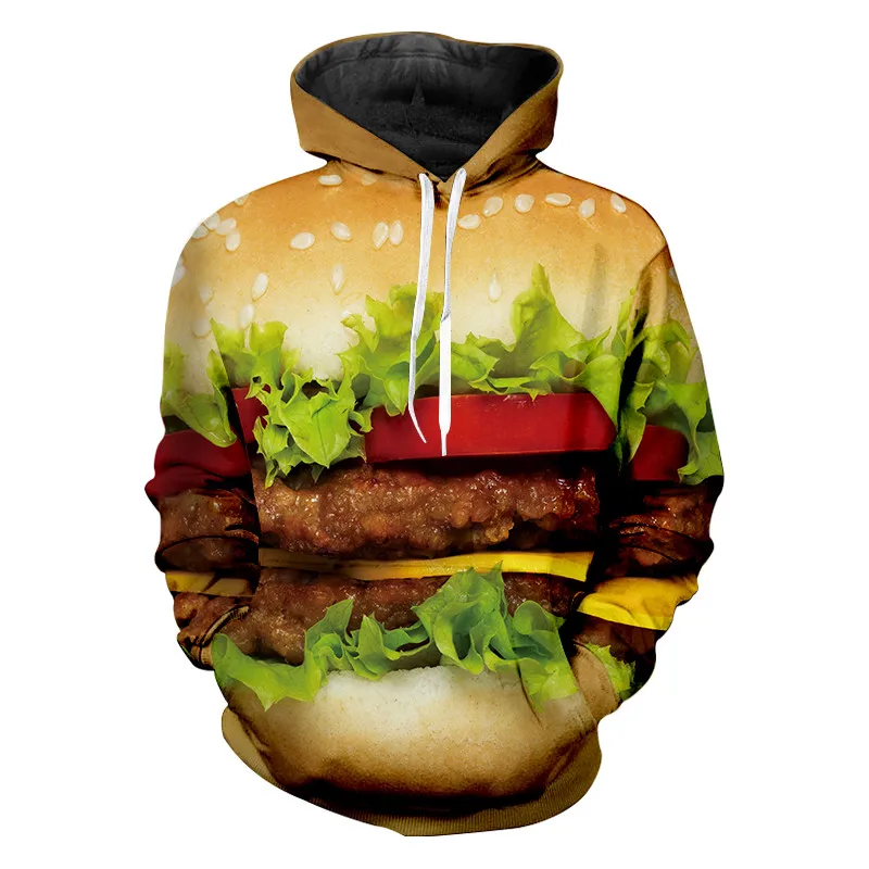 Прямая доставка Новый Лидер продаж Burger Горячая Мода для мужчин/для женщин уличная одежда с длинным рукавом на заказ толстовка с капюшоном в