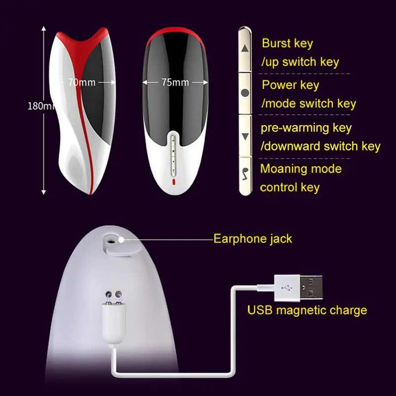 Leten Male Oral Masturbator Simulating Sucking Tongue Licking Sex Machine Smart Heating Voice Interaction Adult Sex Toys for Men