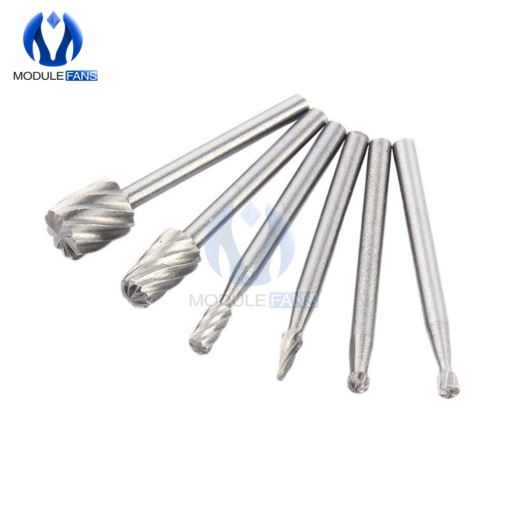 

6pcs HSS Rotary Tools Wood Milling Burrs Cutter Set MultiPro Drill Special Seat Rotary Burrs Set Woodworking Carving Tools Kit