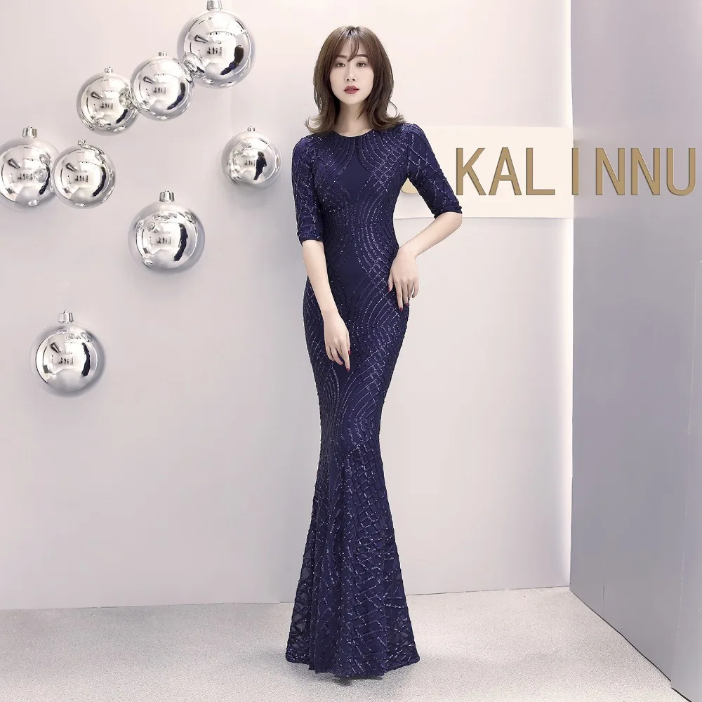 Formal dress Bead Half sleeve stripe Slim TrumpetMermaid Host Club night Long Party Maxi Dress for woman (9)