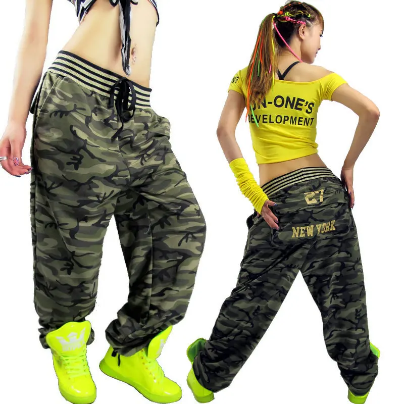 

Fashion Jazz Plus Size Loose Camouflage Pants For Women Military Uniform Dance Trousers Large Pocket Hip Hop Sweatpants