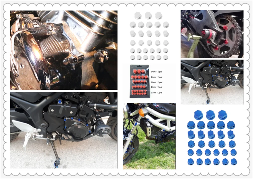 

30PCS motorcycle modeling plating nut decorative screw cap for YAMAHA MT-03 MT-25 FAZER600 FZ6S FZ6N FZ6R YBR 125