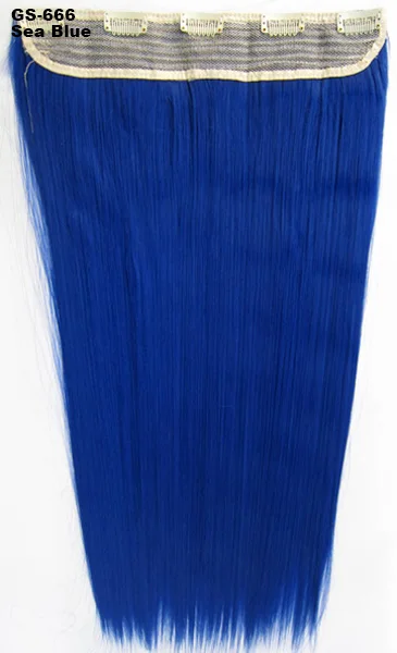 10 шт./партия, прямой зажим на синтетических волосах, ломтик волос, 5 зажимов, Термостойкое Наращивание волос 24 дюйма, 130 г GS-666 - Цвет: GS666 Sea Blue