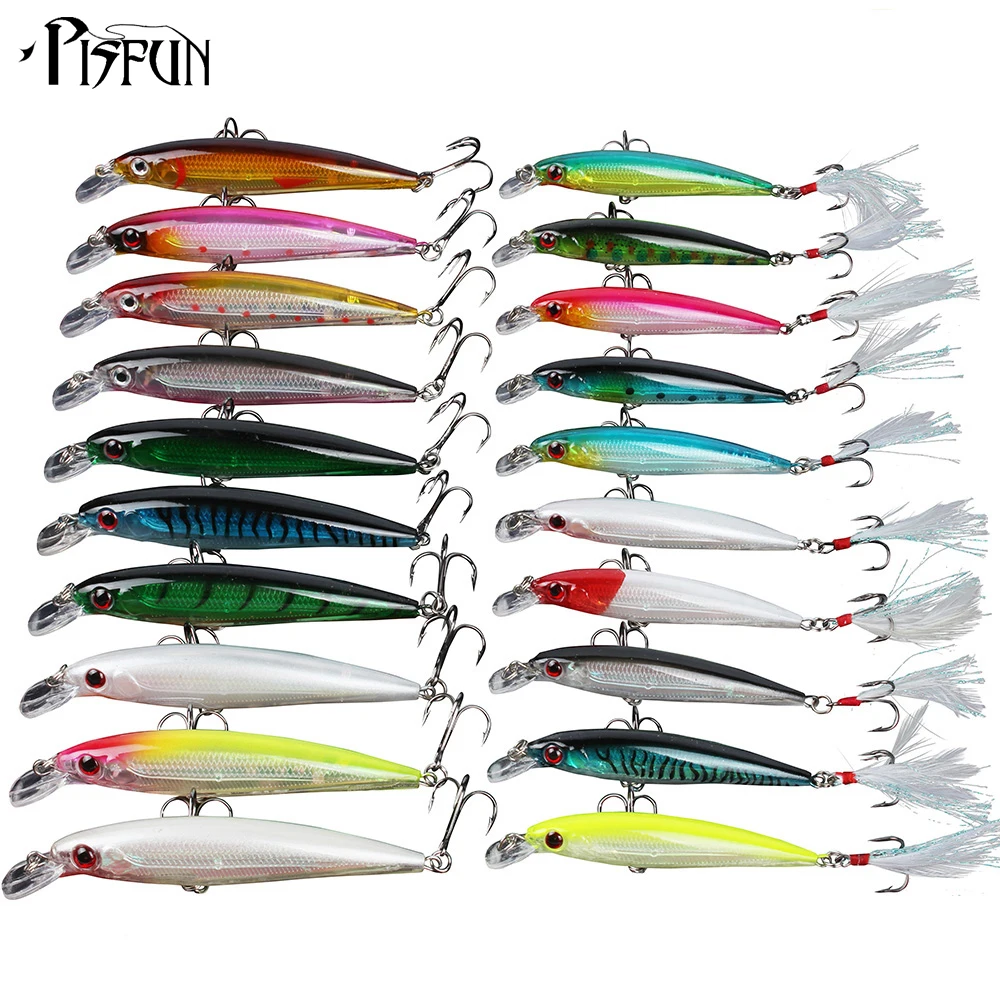 Pisfun 20Pcs/kit Fishing Lure Set Wobbler Crankbait Set Mixed Color