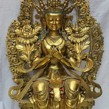 4" Огромный Тибетский Буддизм Храм Бронзовый Золотой Майтрейя Бодхисаттва Статуя Будды