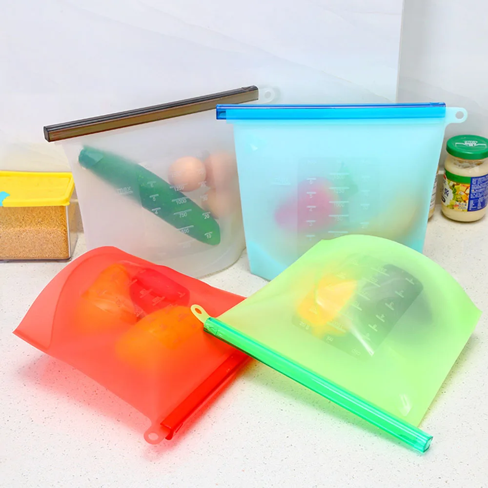 Sqinans многоразовые силиконовые вакуумные пакеты для хранения продуктов на молнии пакеты для холодильника свежие пакеты для еды обертывания кухонный пищевой контейнер Ziplock сумка