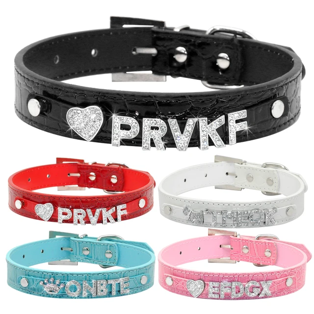 personalized dog collars croc leather dogs cat collar customized pet