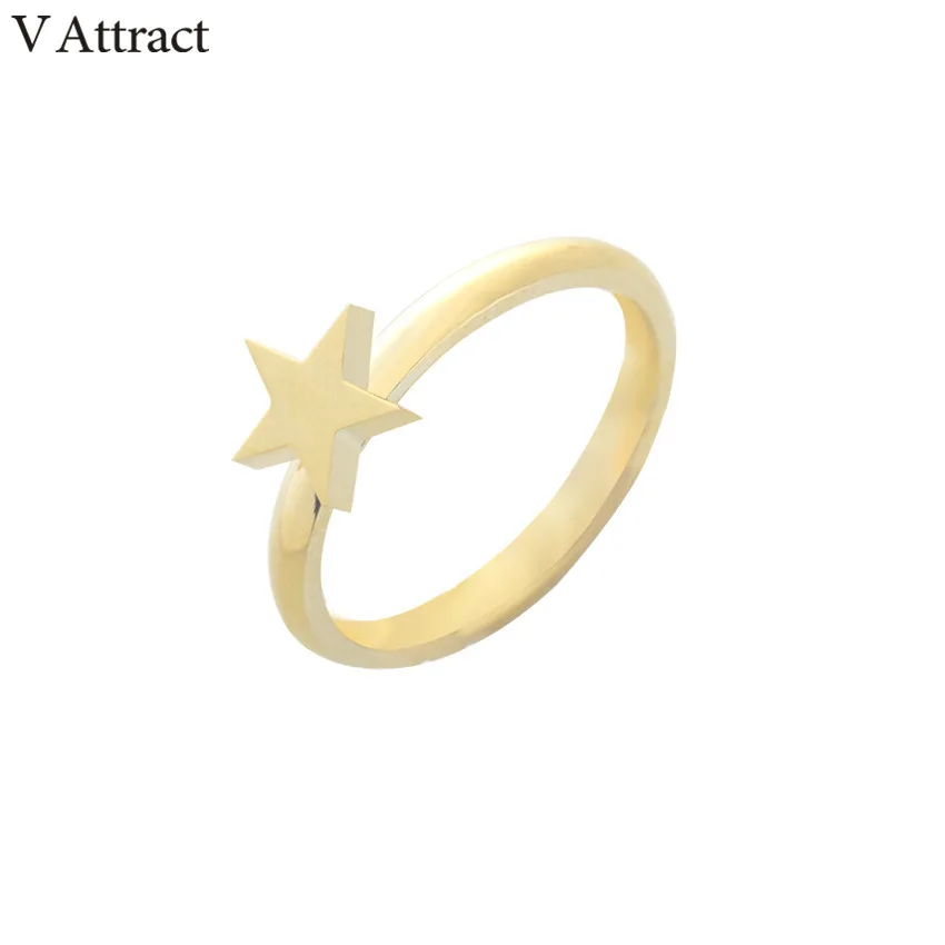 

V Attract Fashion Jewely Rose Gold Color Stainless Steel Midi Rings 2018 Christmas Gift Vintage Tiny Star Rings for Women