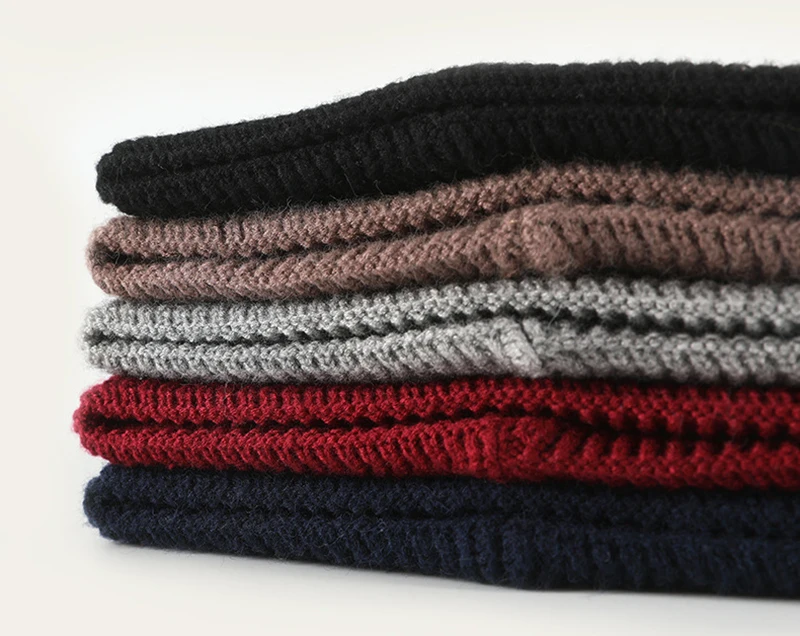 Men Beanie Angora Winter Knit Hat Warm Autumn Casual Outdoor Ski Accessory Wool Soft Solid Color (12)