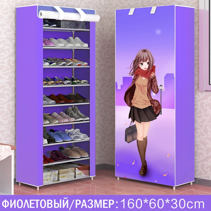 10 Tier 9 Grid Shoe rack dustproof multilayer shoe closet Folding non-woven cloth storage Shoe cabinet Living Room Furniture