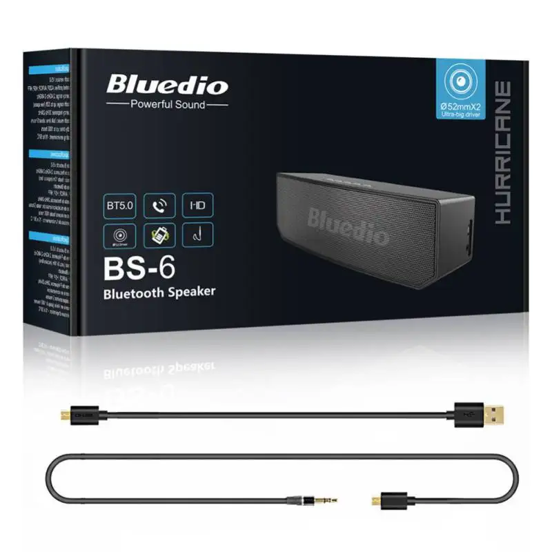 Bluedio BS-6, 3000 мА/ч, мини Bluetooth колонка, Портативная Беспроводная колонка с микрофоном, поддерживает Голосовое управление, объемный звук для смартфона
