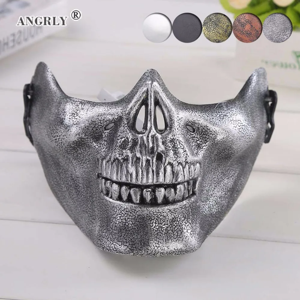 

ANGRLY Horror Scary Skull Skeleton Mask Adult Lower Half Face Masks For Halloween Dancing Party Props Festive Supplies