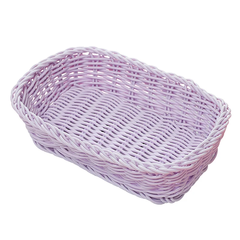 Конфета фиолетовая плетеная корзина для хранения для спальни ручной работы фруктовое блюдо из ротанга еда буханка хлеба Sundries опрятный Контейнер Чехол