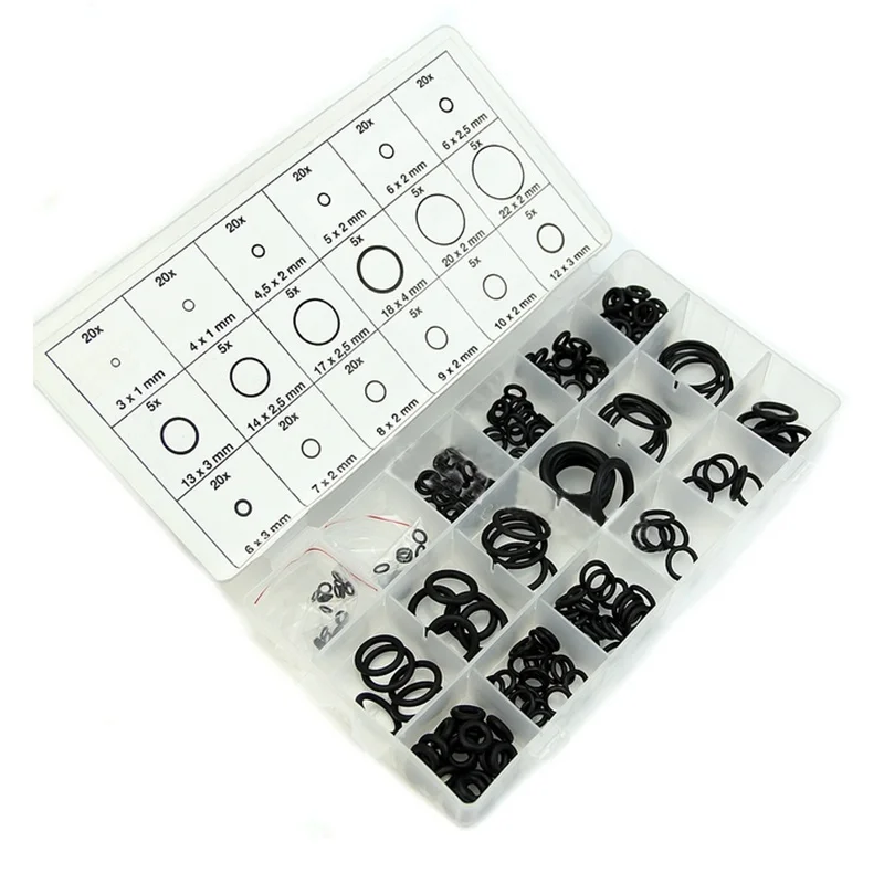 

225 Pcs Rubber O Ring Washer Seals Assortment Black for Car Nice