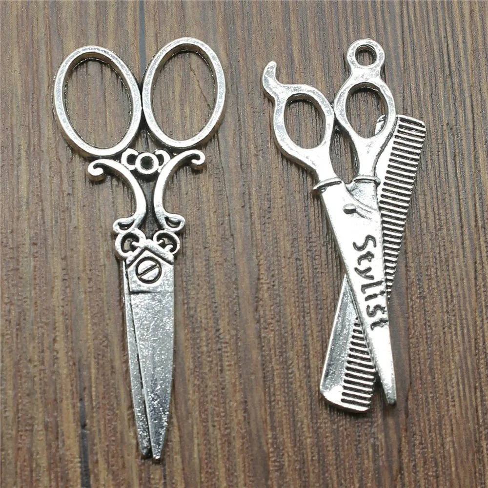 

50%OFF(10 pcs or more) Charms Scissors Antique Silver Color Big Scissors Charms Jewelry Accessories Hairdresser Scissors Charms