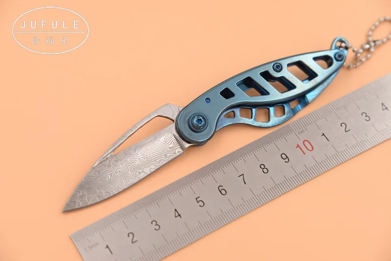 

JUFULE original design Blue Bird VG 10 Damascus Blade Steel Titanium plating handle folding camping hunt EDC tool kitchen knife